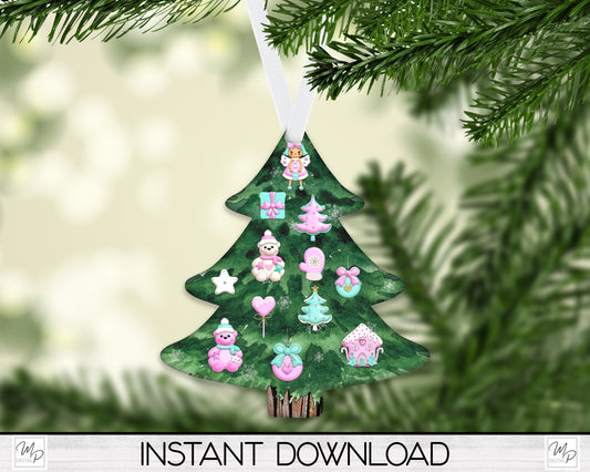 Christmas Tree Ornament PNG for Sublimation, Ornament Design, Digital Download