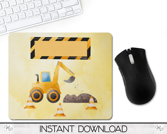 Construction Mouse Pad PNG for Sublimation Digital Download, Mousepad Design for Sublimation