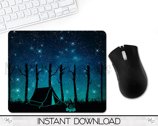 Tent Camping Mouse Pad PNG for Sublimation Digital Download, Mousepad Design for Sublimation