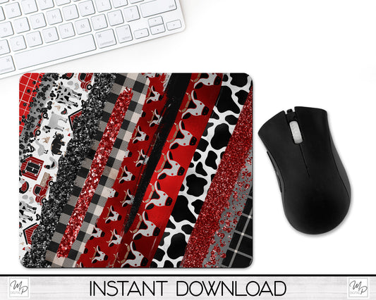Cow Print Mouse Pad PNG for Sublimation Digital Download, Farm Mousepad Design for Sublimation