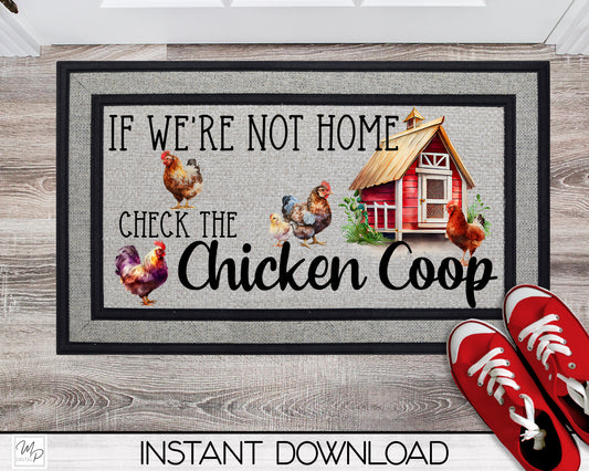 Chicken Coop Door Mat Design for Sublimation, Digital Download