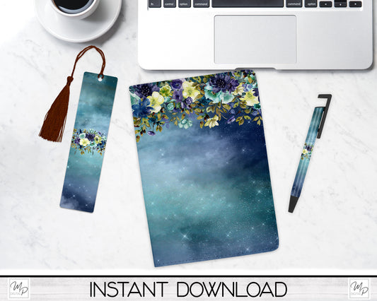 Floral Journal and Pen Set PNG Sublimation Design, Digital Download