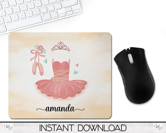 Ballerina Mouse Pad PNG for Sublimation Digital Download, Mousepad Design for Sublimation
