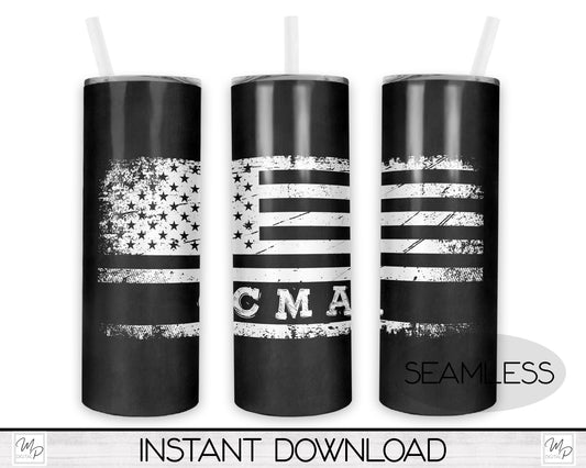 CMA Flag 20oz Skinny Tumbler PNG Sublimation Design, Tumbler Digital Download