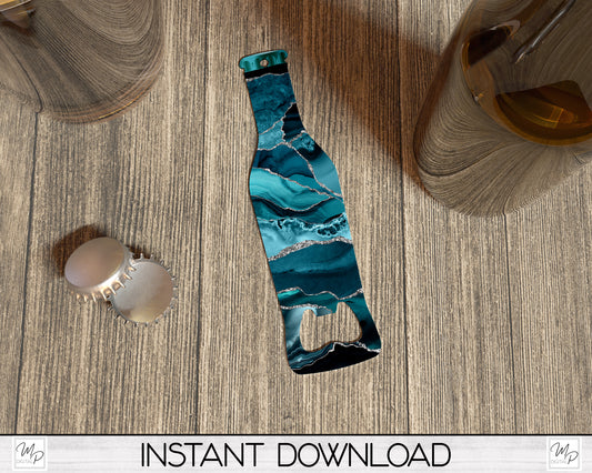 Teal Agate Bottle Opener PNG Sublimation Design Download, Bar Key