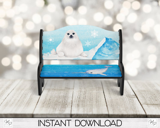 Winter Aquatic Bench PNG for Sublimation, Sublimation Design for Tiered Tray Benches, Digital Download