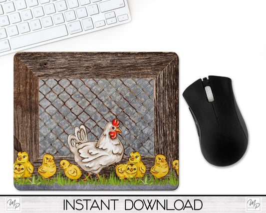 Chicken Mouse Pad PNG for Sublimation Digital Download, Mousepad Design for Sublimation