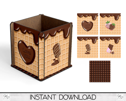 Valentine's Day Chocolate Box PNG Sublimation Design, MDF Box Design Digital Download