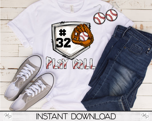 Baseball PNG Sublimation T-Shirt and Circle Earring Design Bundle Digital Download