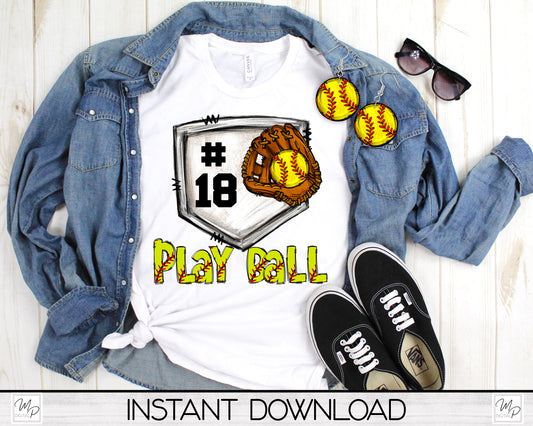 Softball PNG Sublimation T-Shirt and Circle Earring Design Bundle Digital Download
