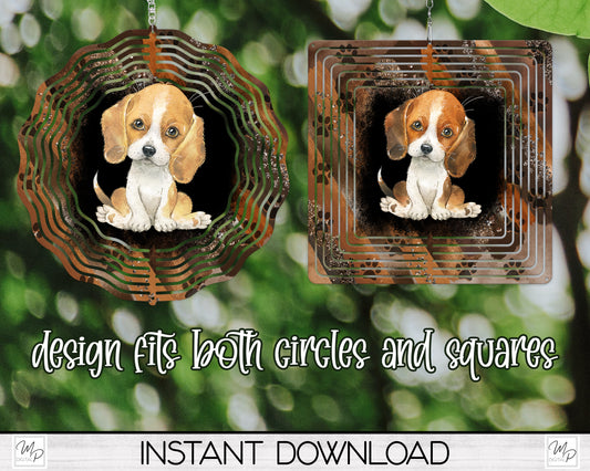 Five Breed Colors BEAGLE Wind Spinner PNG Design for Sublimation, Dog Garden Spinner Design, Digital Download