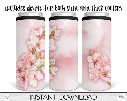 Cherry Blossom Can Cooler Sublimation Design for Sublimation of Slim & Thick Duozie and Other Metal Coolers