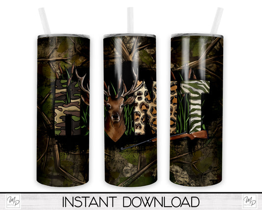 Deer Hunter 20oz Skinny Tumbler PNG Sublimation Design, Tumbler Digital Download