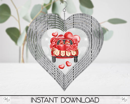 Valentine's Day Gnome Heart Wind Spinner PNG Design for Sublimation, Garden Spinner Design, Digital Download