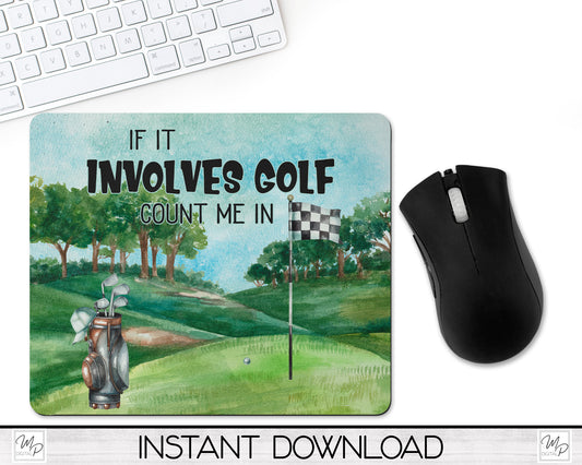 Funny Golf Mouse Pad PNG for Sublimation Digital Download, Mousepad Design for Sublimation