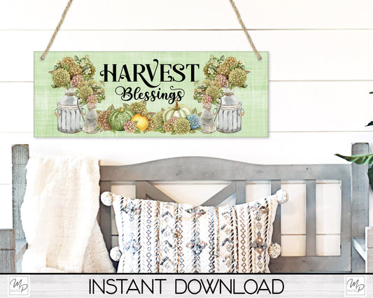 Fall Rectangle Door Sign PNG Design for Sublimation, Harvest Blessings