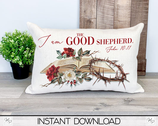 Christian Easter Lumbar Pillow Cover PNG Sublimation Design, Digital Download