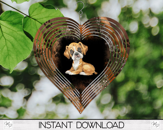 Five Breed Colors BOXER Heart Wind Spinner PNG Design for Sublimation, Dog Garden Spinner Design, Digital Download