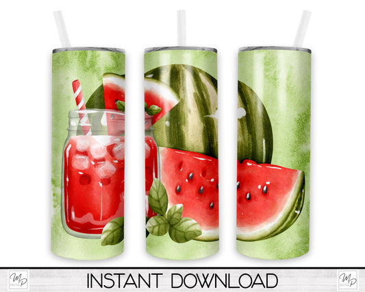 Watermelon 20oz Skinny Tumbler PNG Sublimation Design, Digital Download
