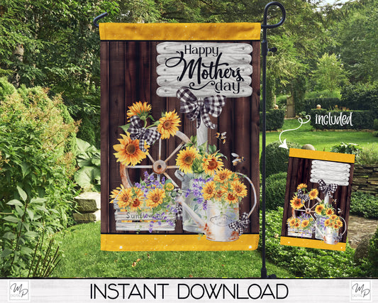 Mother's Day Sunflower Garden Flag Design for Sublimation, Yard / Patio Flag, Digital Download