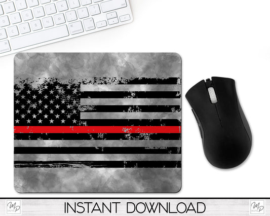 Thin Red Line Mouse Pad PNG for Sublimation Digital Download, Fire Fighter Mousepad Design for Sublimation