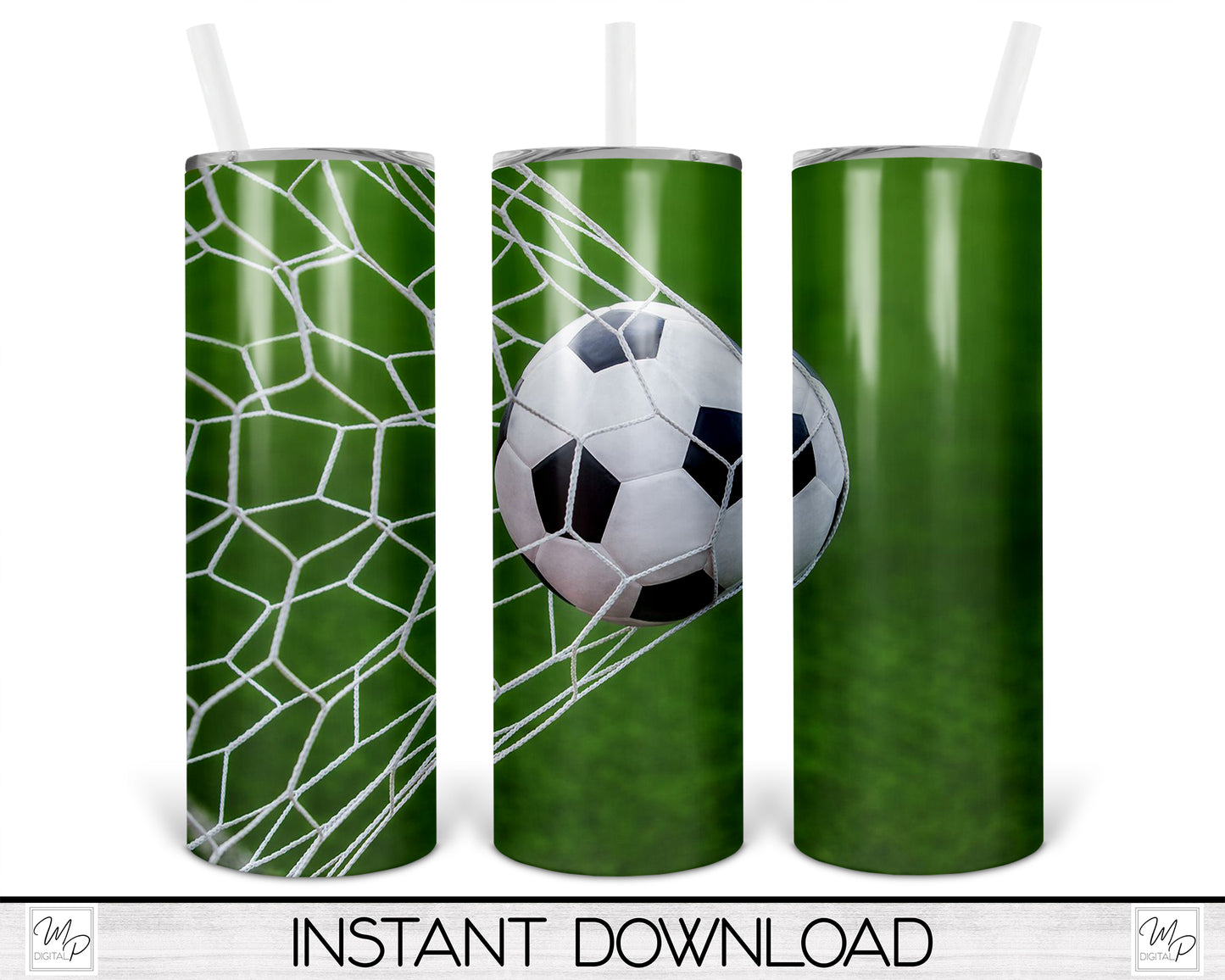 Soccer 20oz Skinny Tumbler PNG Sublimation Design, Sports Tumbler Digital Download