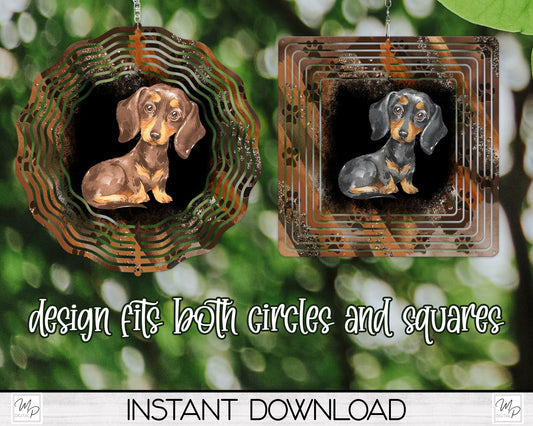 Six Breed Colors DACHSHUND Wind Spinner PNG Design for Sublimation, Dog Garden Spinner Design, Digital Download