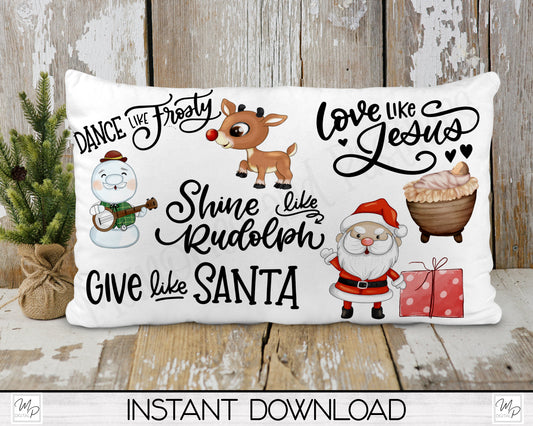 Christmas Lumbar Pillow Cover PNG Sublimation Design, Digital Download, Love Like Jesus