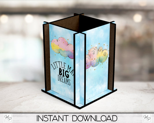 Little Boy Cloud Pencil Box PNG Sublimation Design, MDF Box Design Digital Download