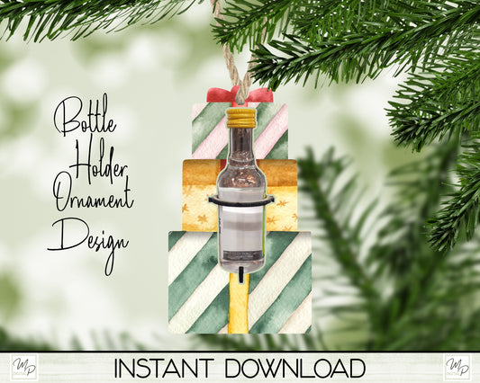 Stacked Gifts Liquor Bottle Holder, Ornament PNG for Sublimation, Digital Download Design