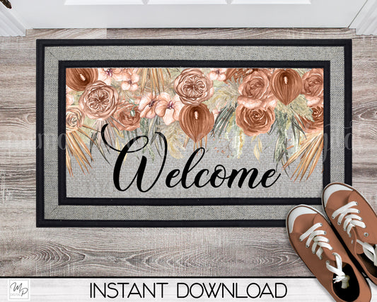 Fall Door Mat Design for Sublimation, Floral