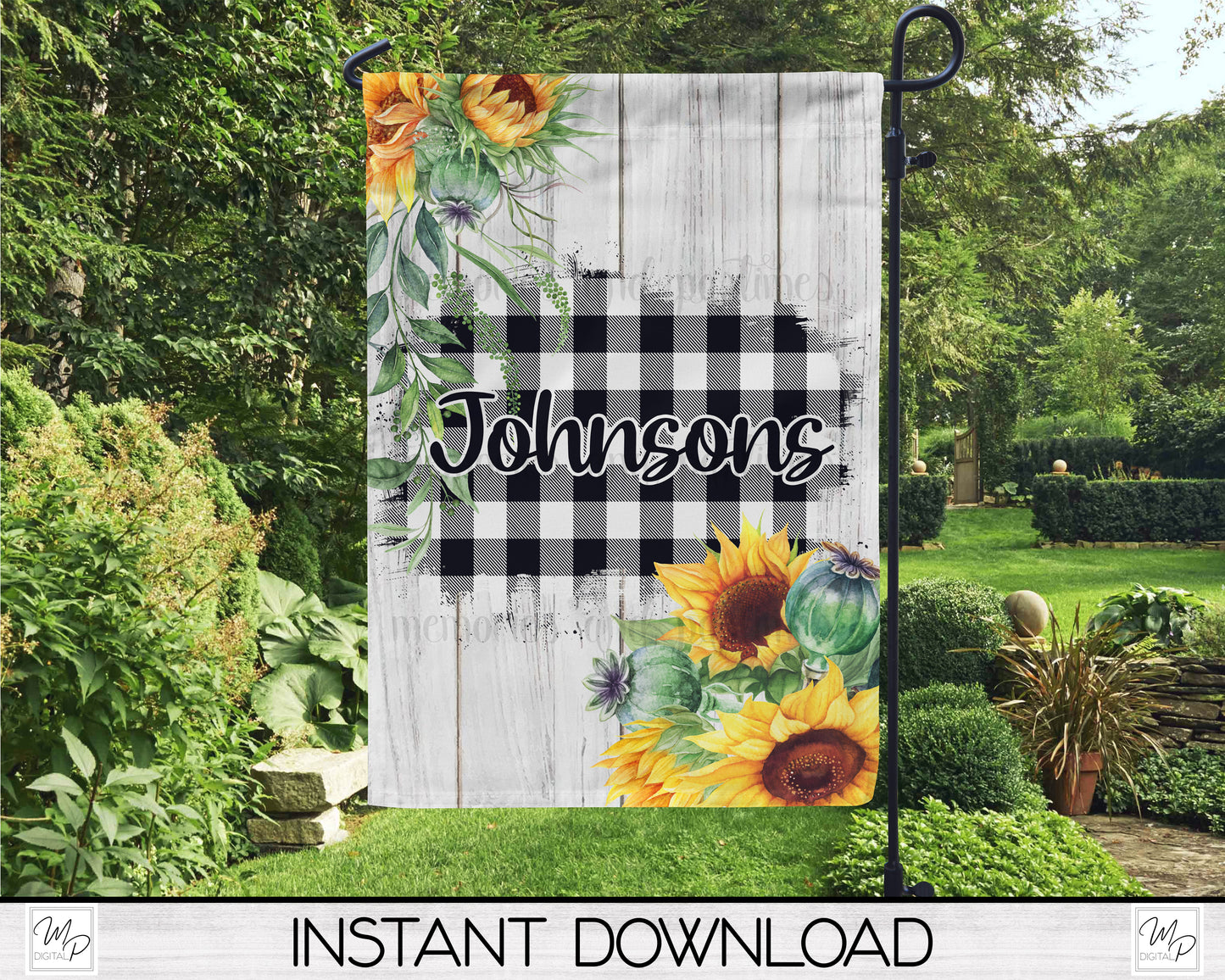 Farmhouse Sunflower Garden Flag PNG for Sublimation Design, Digital Download