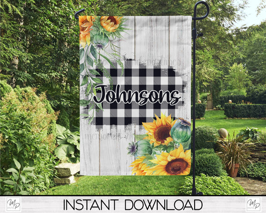 Farmhouse Sunflower Garden Flag PNG for Sublimation Design, Digital Download