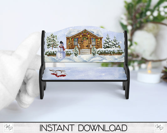Christmas Log Cabin Bench PNG for Sublimation, Sublimation Design for Tiered Tray Benches, Digital Download, MSS Blank Design