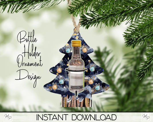 Christmas Tree Liquor Bottle Holder, Ornament PNG for Sublimation, Digital Download Design