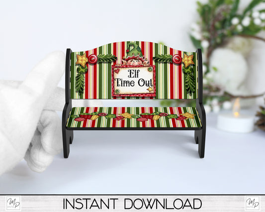 Christmas Elf Time Out Bench PNG for Sublimation, Sublimation Design for Tiered Tray Benches, Digital Download