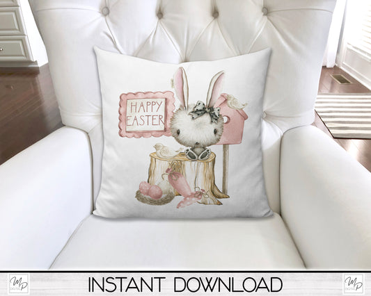 Easter Pillow Cover PNG Sublimation Design, Digital Download, Square Pillow Case PNG Design