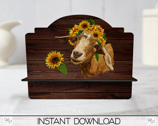 Sunflower Goat Cookbook / Tablet Stand PNG for Sublimation Design, Digital Download