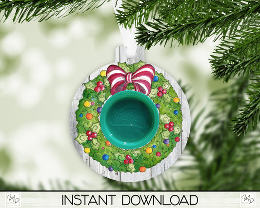 Christmas Wreath Bobber Playdough Gift Ornament PNG Design, Party Favor Sublimation Design Download
