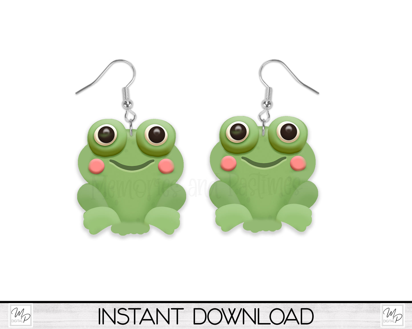 Cute Frog Earring PNG Design for Sublimation, Digital Download