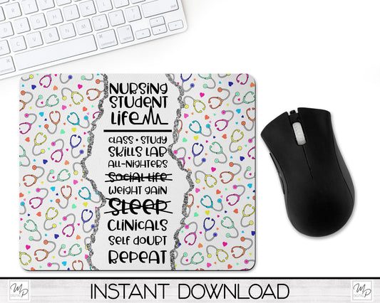 Nursing Student Mouse Pad PNG for Sublimation Digital Download, Mousepad Design for Sublimation