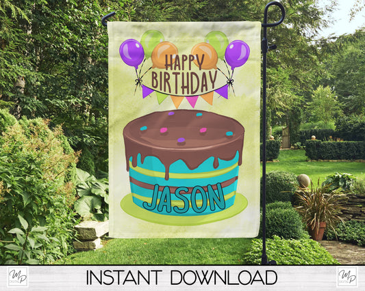 Birthday Garden Flag PNG for Sublimation Design, Digital Download