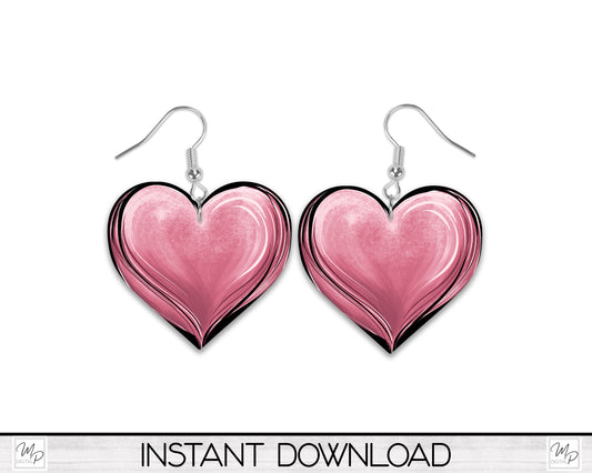 Valentine's Day Heart Earring PNG Design for Sublimation, Digital Download