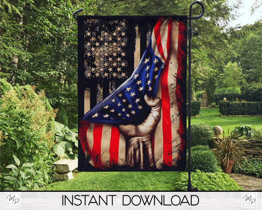Patriotic Garden Flag PNG for Sublimation Design, Digital Download, USA Flag