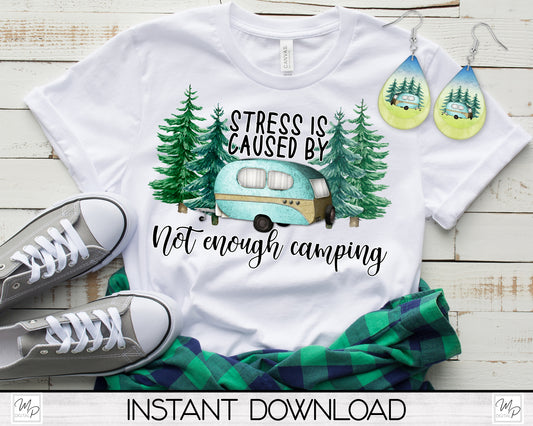 Camping PNG Sublimation Design Bundle for T-Shirts, Pillows, Mugs / Teardrop Earring Digital Download