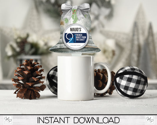 Christmas Bell Single Coffee Pod Holder PNG Sublimation Design, Digital Download