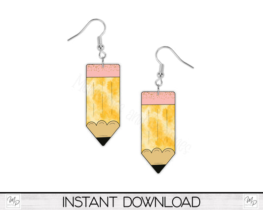 Pencil PNG Design for Sublimation of Earrings, Keychains, Signs, Digital Download