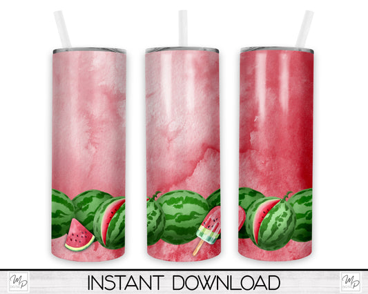 Watermelon 20oz Skinny Tumbler PNG Sublimation Design, Tumbler Digital Download