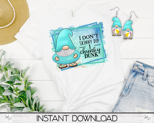 Summer Beach Gnome PNG Sublimation Design Bundle for T-Shirts, Beach Pillows, Mugs / Gnome Earring Digital Download