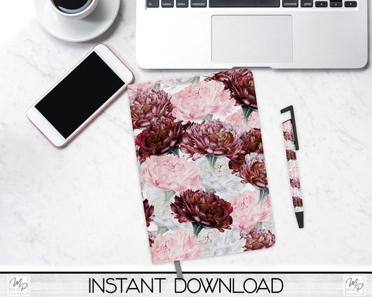 Floral Journal and Pen Set PNG Sublimation Design, Digital Download